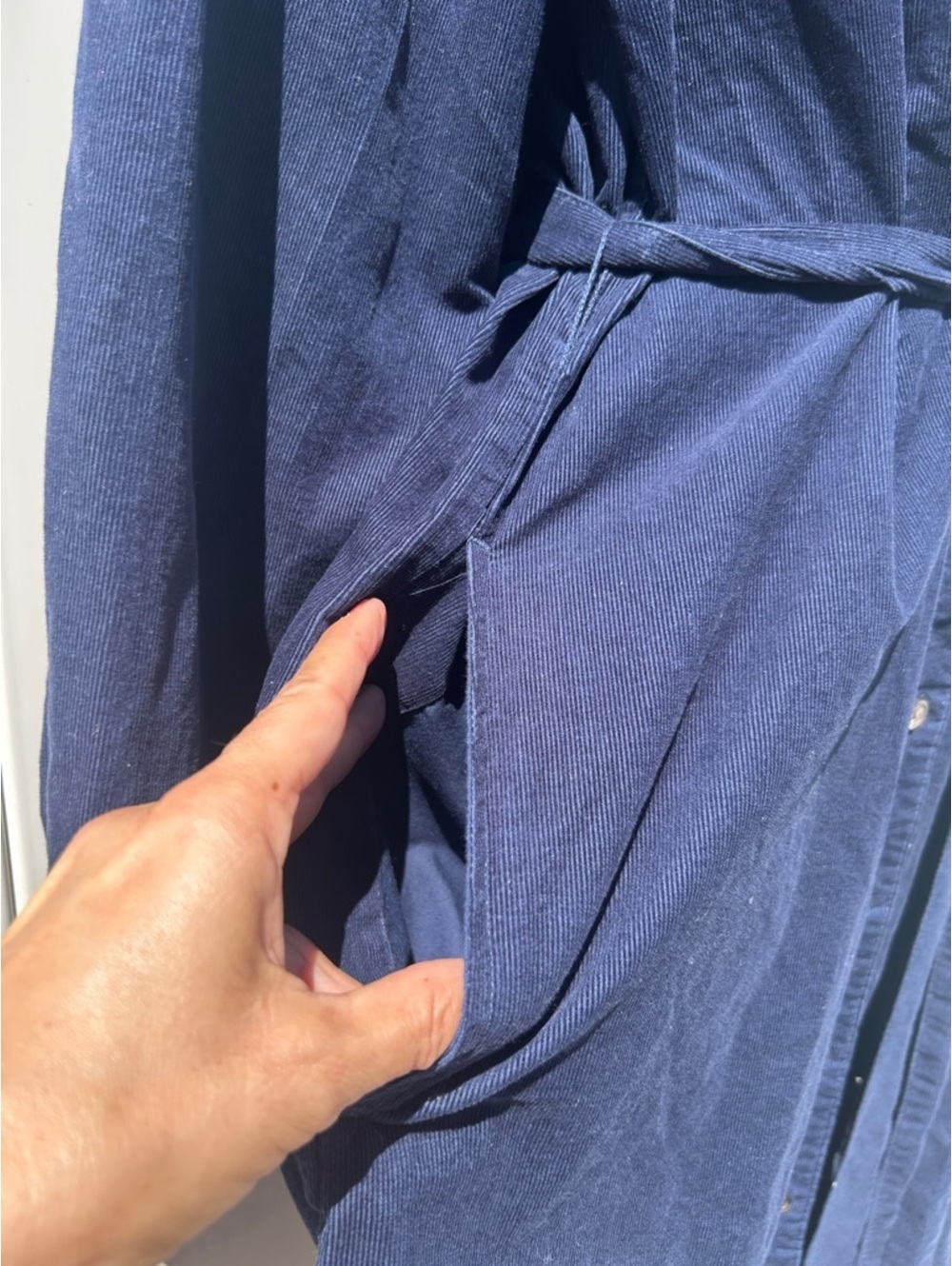 Lands’ End Corduroy Shirt Dress Classic Navy Button-Front with Pockets | Sz Med - Picture 4 of 8
